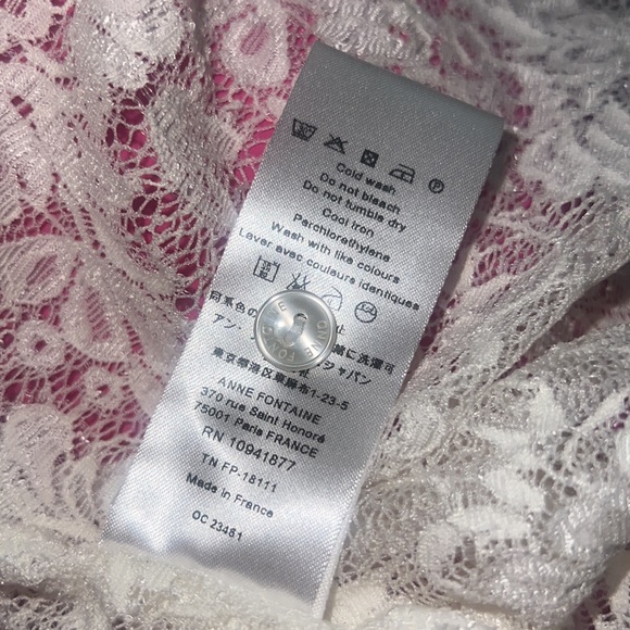 Anne Fontaine Cathelle Stretch Sheer Lace Shirt in White, size 40 - Picture 5 of 7